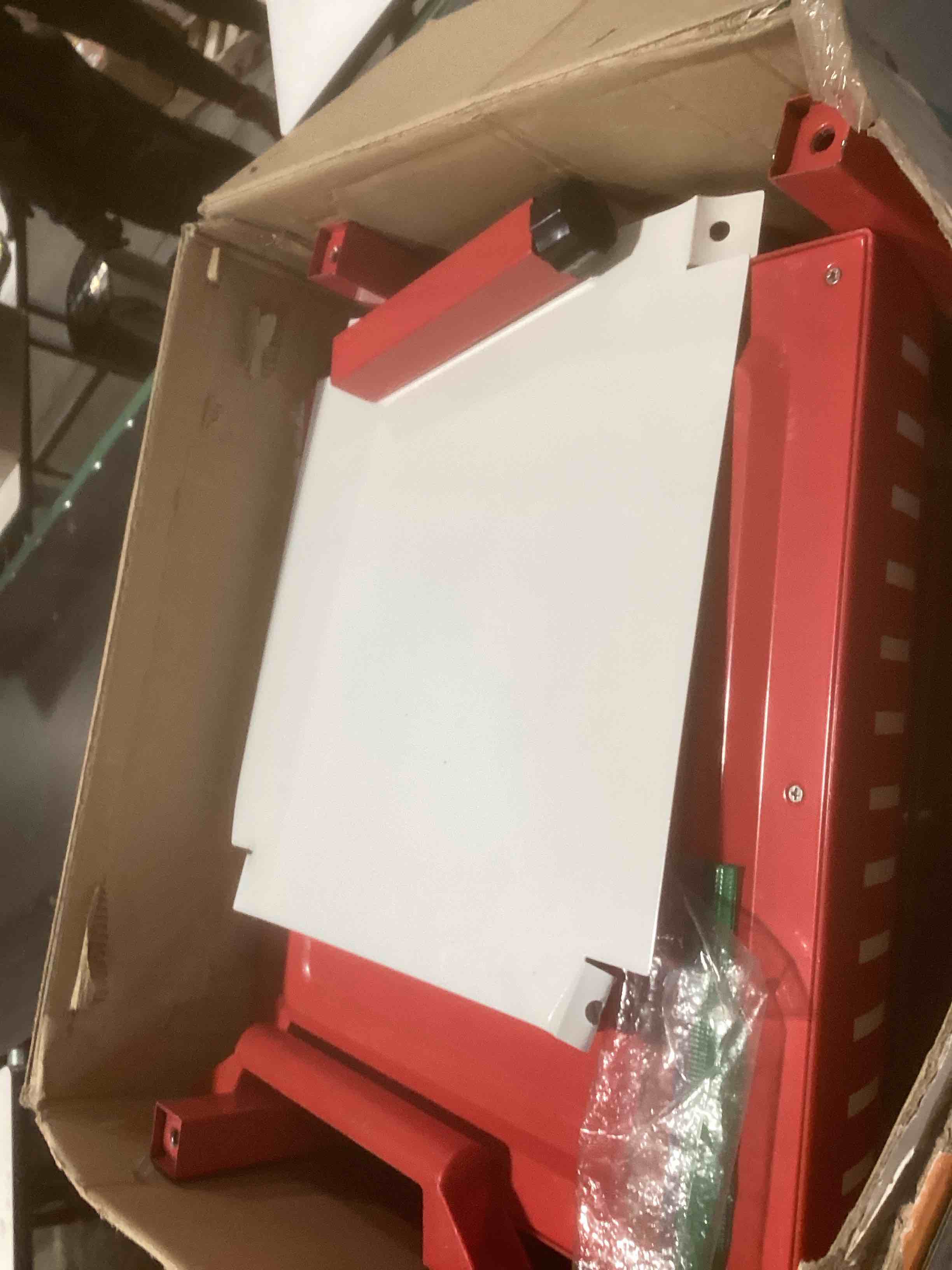 Condition photo showing As Is for Nostalgia Popcorn Maker Machine - Professional Cart With 2.5 Oz Kettle Makes Up to 10 Cups - Vintage Popcorn Machine Movie Theater Style - Red & White Red & White 2.5 Oz Vintage Classic