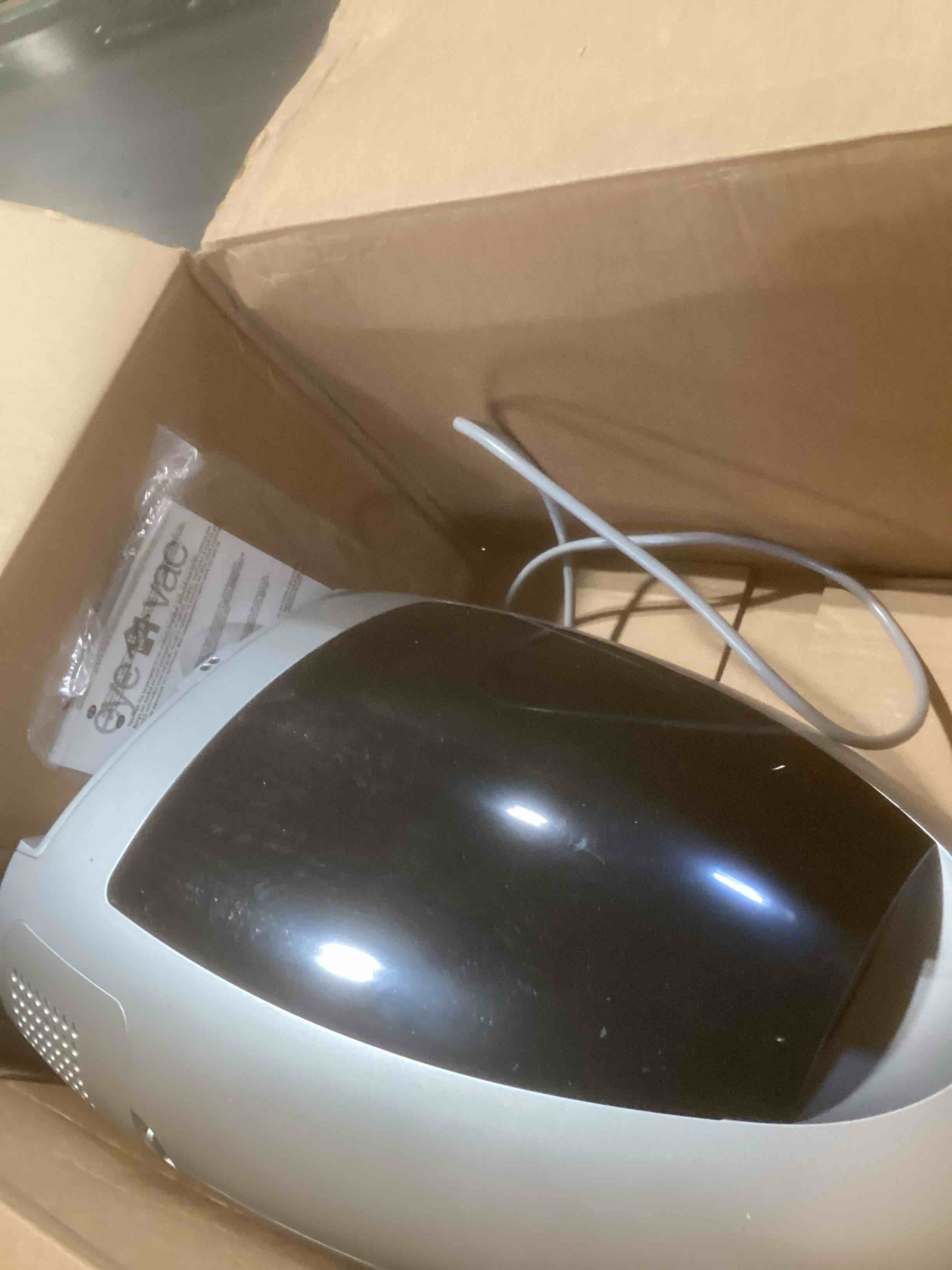 Condition photo showing As Is for EyeVac Home Touchless Vacuum Automatic Dustpan - Great for Sweeping Pet Hair Food Dirt Kitchen - Ultra Fast & Powerful, No More Bending Down, Bagless, Corded, Automatic Sensors, 1000 Watt (Silver)