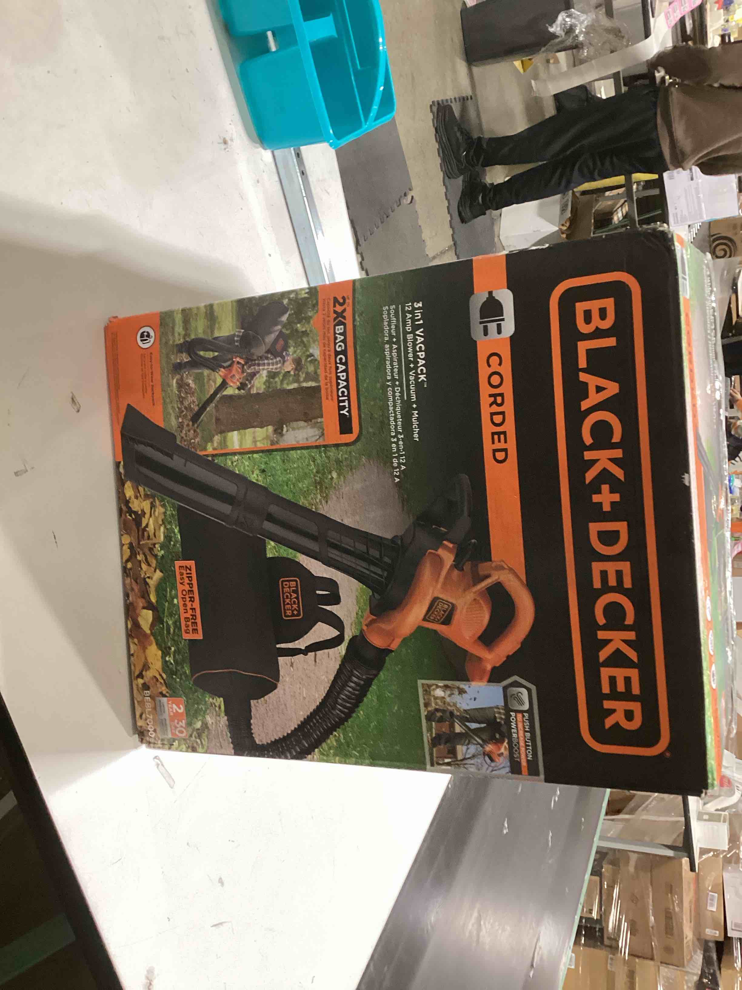 Condition photo showing As Is for BLACK+DECKER Leaf Blower, Leaf Vacuum and Mulcher 3 in 1, Backpack Blowers for Lawn Care,250 mph Airflow, 400 cfm Delivery Power, Reusable Bag Included, Corded (BEBL7000)