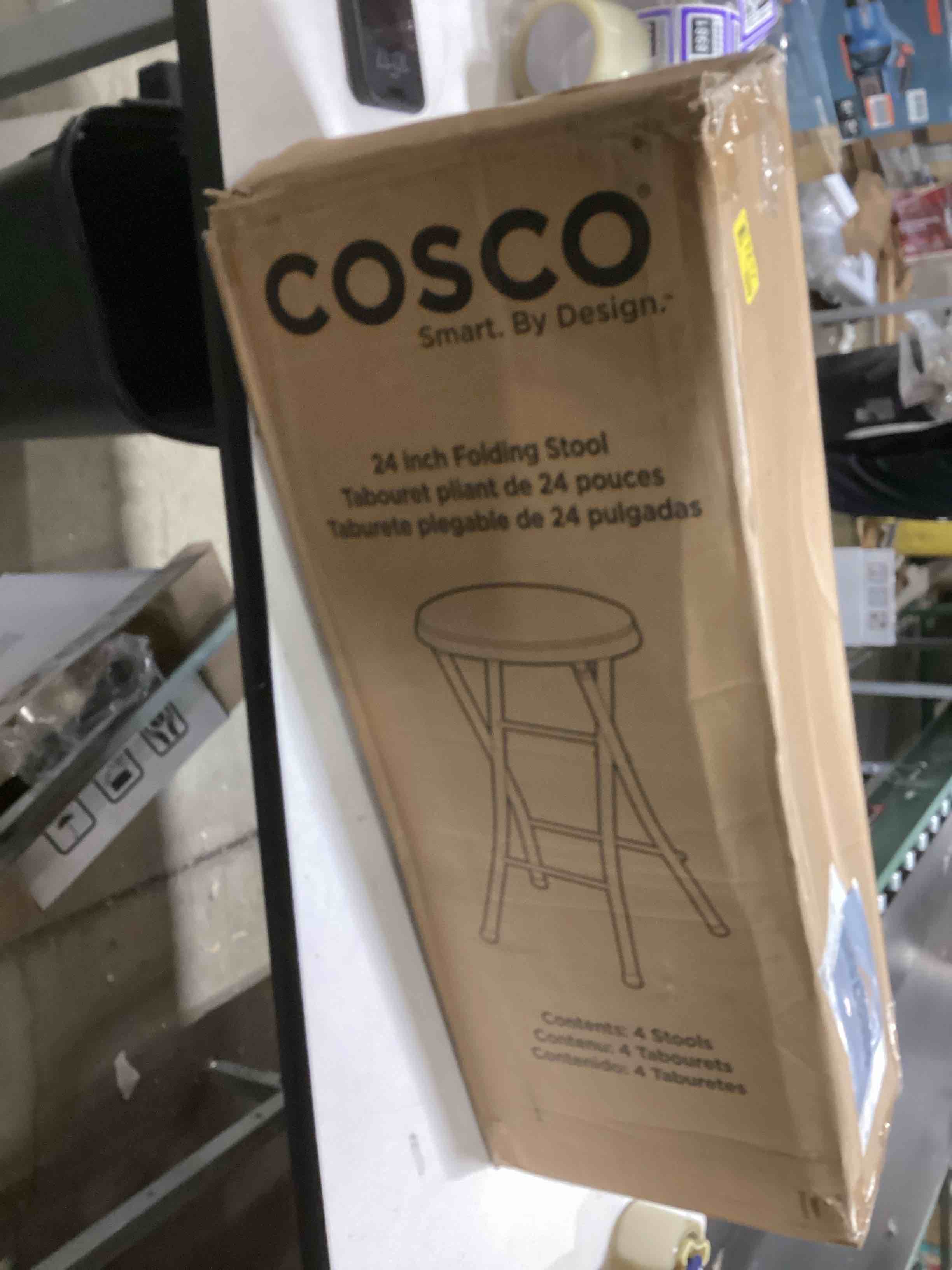 Condition photo showing Good Condition for COSCO 24" Vinyl Padded Folding Stool, Multipurpose, Great for Small Spaces, Double Braced, Black, 4-Pack