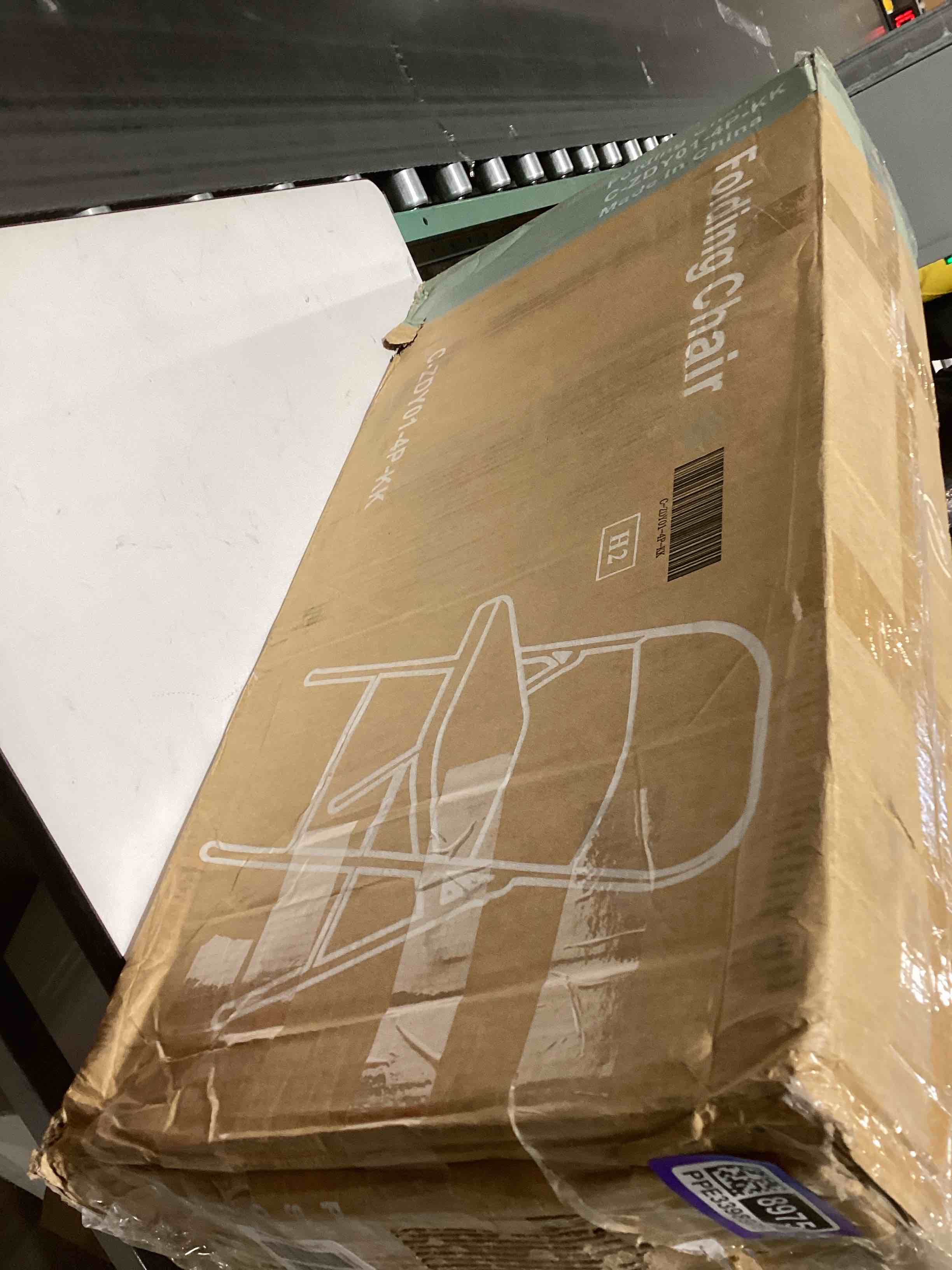 Condition photo showing As Is for Sweetcrispy Folding Chair 4 Pack, Leather Padded Folding Chairs, Sturdy Metal Foldable Chairs, Easy to Use and Store, Outdoor and Indoor, for Home, Office, Party, Comfy, Kahki(5H98TJNL) Kahki 4 Pack