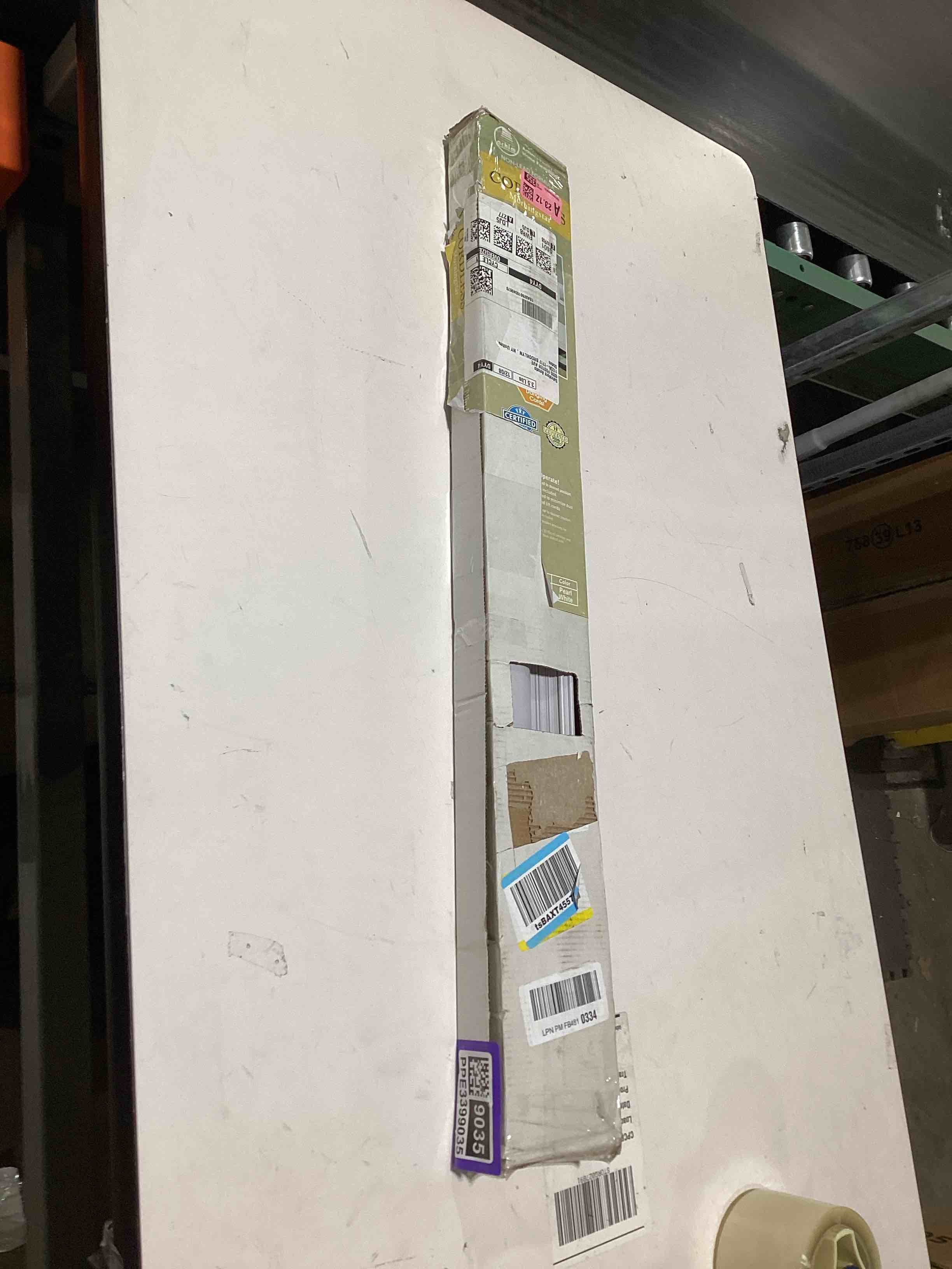 Condition photo showing Good Condition for Cordless Light Filtering Mini Blind - 30 Inch Width, 64 Inch Length, 1" Slat Size - Pearl White - Cordless GII Morningstar Horizontal Windows Blinds for Interior by Achim Home Decor 30"W x 64"H Pearl White