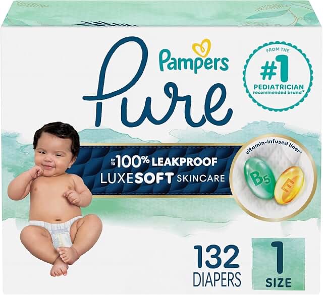 Pampers Pure Protection Diapers Pack Size 1 - 132 ct