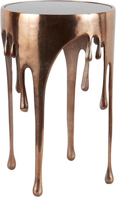 Urban Designs Melting Metal 25-Inch Metallic Drip Design Accent Table - Copper