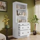 ((Incomplete box 1 of 2)) 83.4"Tall Bookshelf with LED Lighting, Modern Bookcase with 3 Drawer and Open Shelves,Storage Bookshelf for Living Room,Home Office