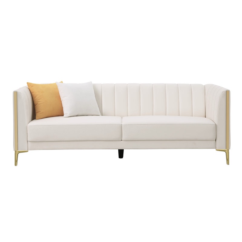 Dreiling 77.6"W Faux Leather Tuxedo Arm Sofa Upholstery Color: White