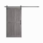 mdf barn door easy assembly -solid slab covered with water-proof pvc surface with hardware kit color: gray, size: 32" x 84"