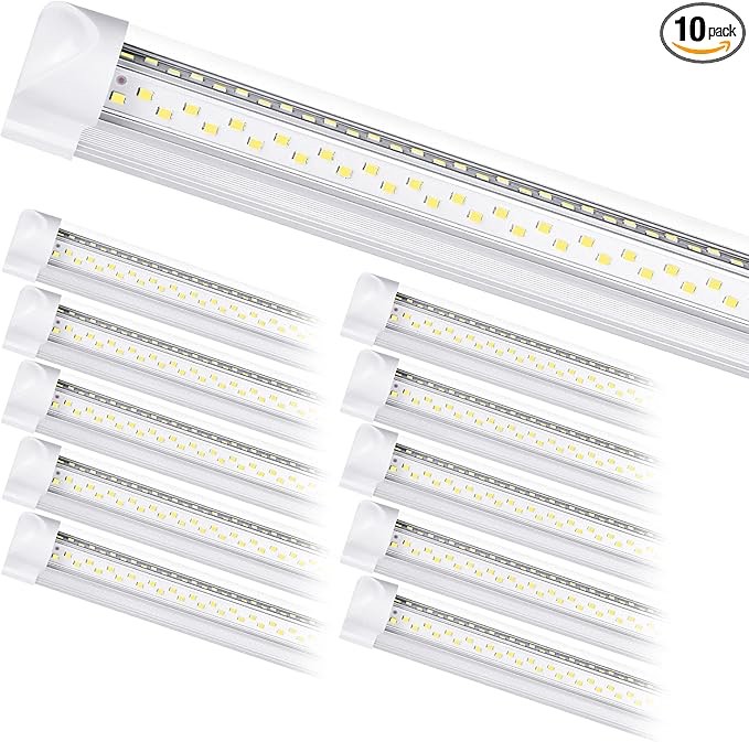8Ft LED Shop Light Fixture - 8 Foot 100W 15000LM 6500K, Linkable with Plug LED Lights for Garage,V Shape, 96" T8 LED Tube Light, Hight Output,Pack of 8