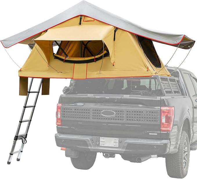 Joytutus Rooftop Roof Top Tent Camping, Naturenest Roof Top Tent for SUV Car Truck Van, Pu3000mm Waterproof Roof Rack Overland Tents with Rainfly, Easily Set Up, with Cozy Mattress for 2-3 Person