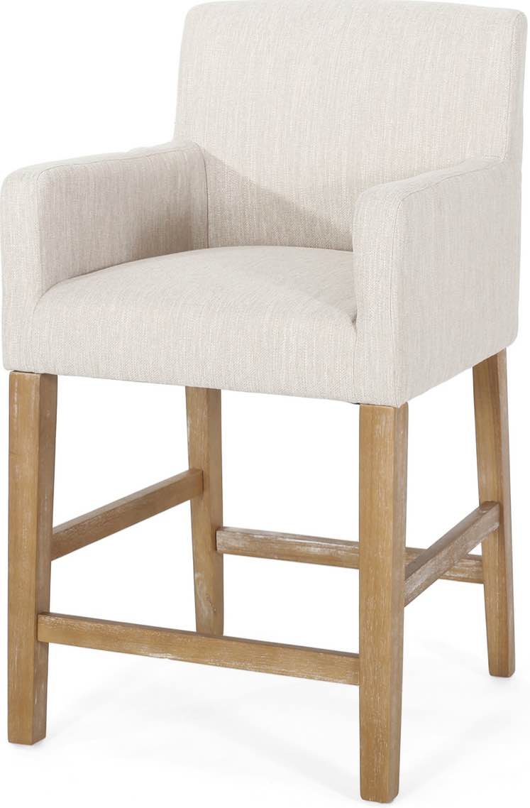 Serenitia 26 Inch Upholstered Counter Chair with Straight Arm In Beige