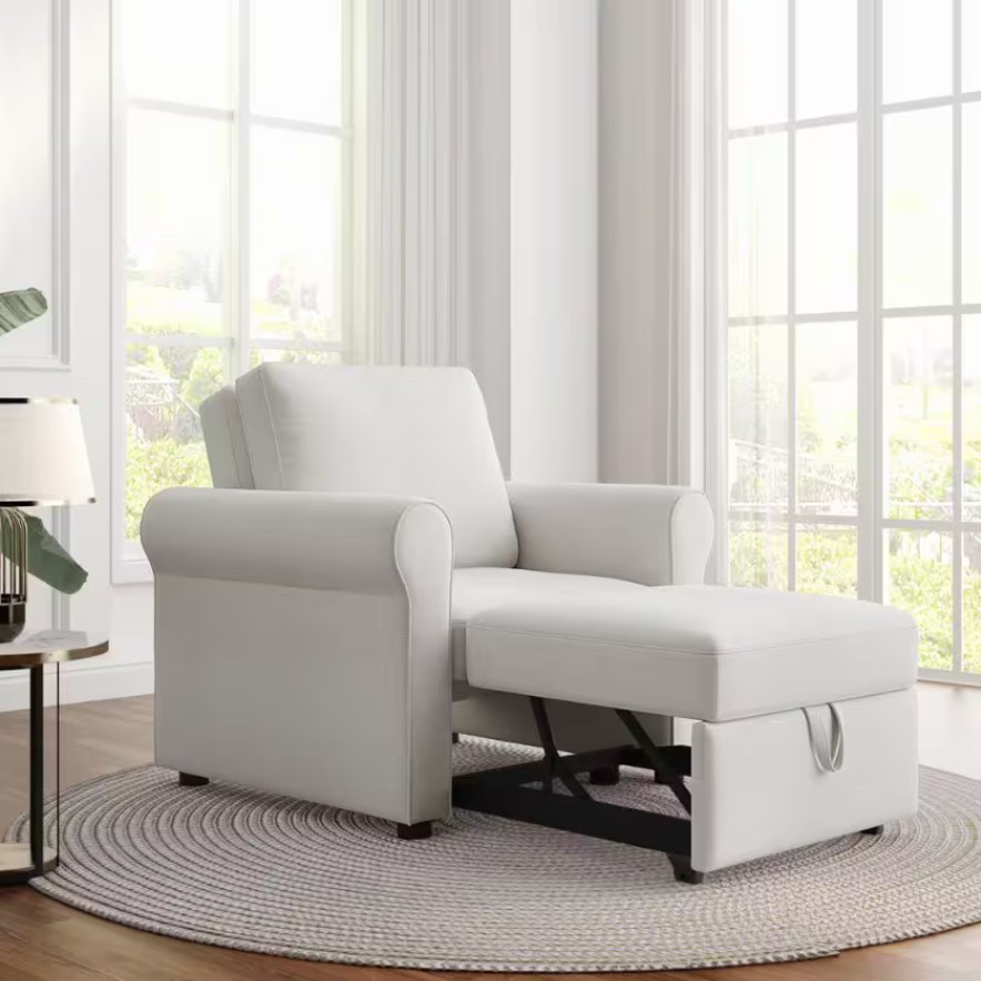(Incomplete Set, Only Box 2 of 2) 34.00'' Wide Tufted Convertible Chair Fabric OR Leather Type: Beige Linen