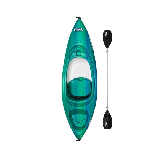 Pelican - Clipper 80X Sit Inside Recreational Kayak with Paddle - 8 ft - Fade Blue Yellow/White