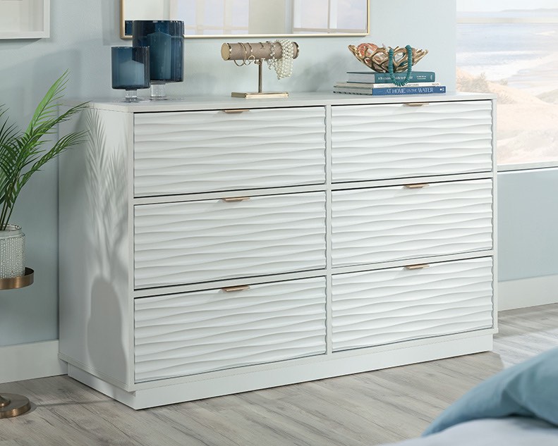( incomplete,only 1 box)Contemporary 6-Drawer Dresser in White