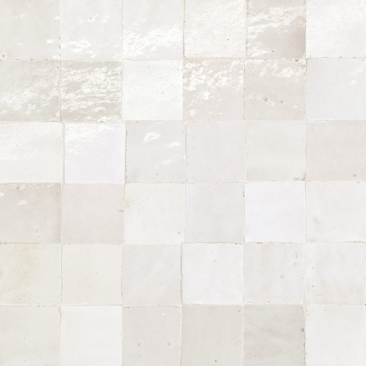 Blanc Zagora 2" x 2" Glossy Zellige Mosaic Tile