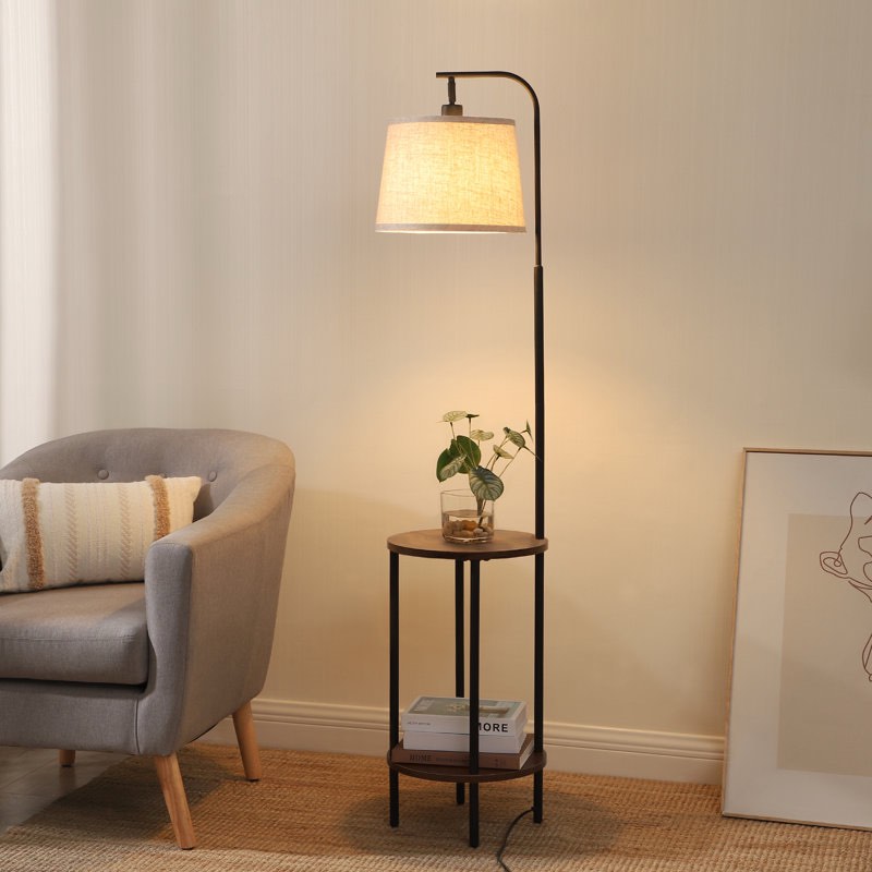 62" tray table floor lamp base finish: black/ebony