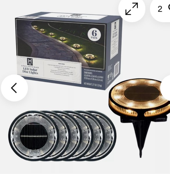 Member's Mark 6-Piece LED Solar Disc Lights - 30 Lumens