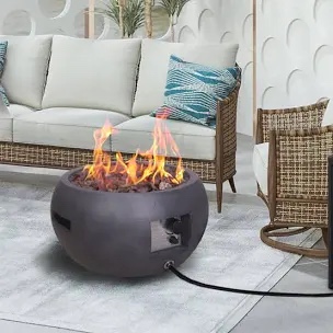 12 H Outdoor Dark Grey Mini 22" Round 40,000 BTU Propane Gas Fire Pit