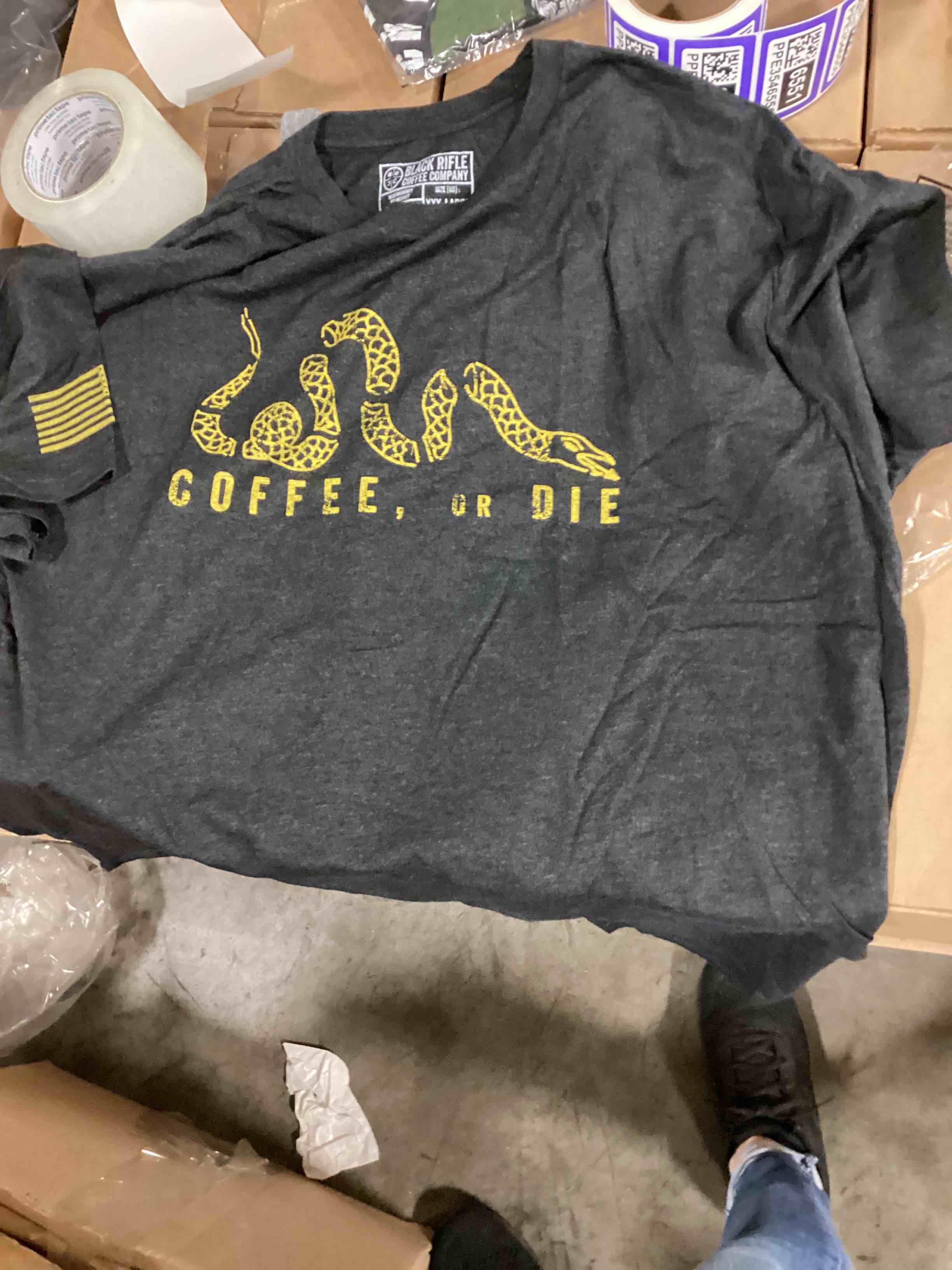 Have one to sell? Sell now  Share Similar items Sponsored See all   Blackxxx Rifle Coffee Company Men's Short Sleeve T-Shirt Coffee Or Die Grey Size M Pre-owned $19.99 + $6.02 shipping   Black Rifle Coffee Company Born To Coffee T Shirt Mens Size Large Pre-owned $24.99 Free shipping Men's Black Rifle Coffee Co. 'Coffee, or Die' T-Shirt | Large Gray Double Sided