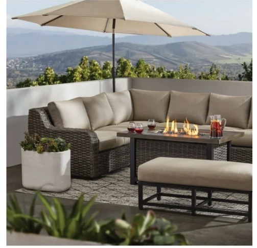 member's mark athena sectional with sunbrella fabric, 7pc