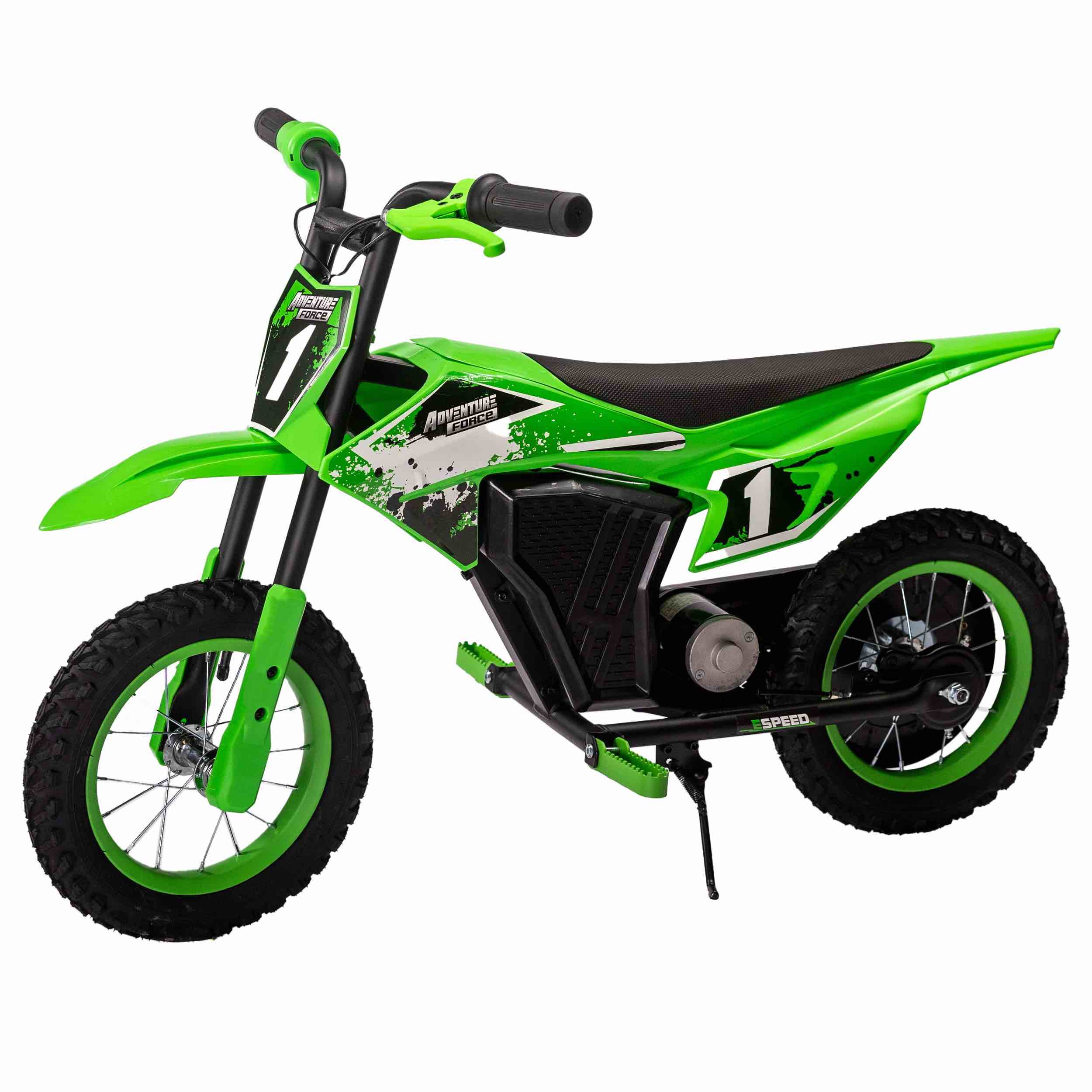 adventure force 12v electric dirt bike, kids battery powered ride on, ages 5 years and up, green