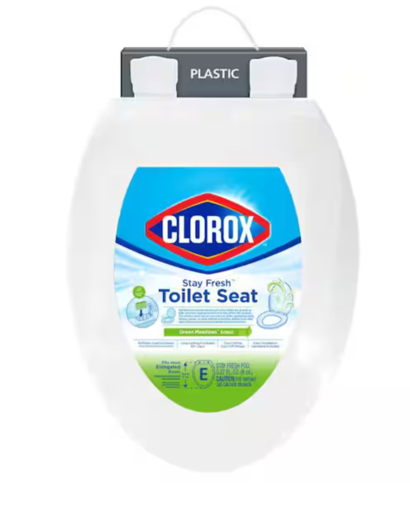 Elongated Stay Fresh Scented Toilet Seat in White with Easy-Off Hinges