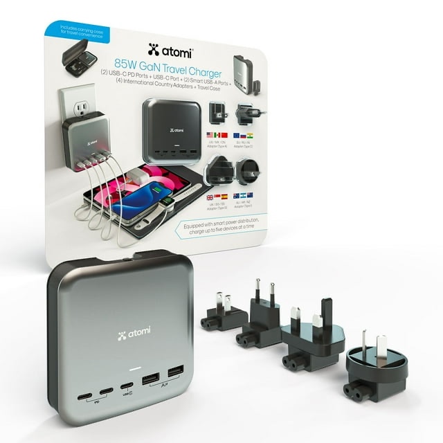 Atomi Wall Charger with Universal Travel Adapters