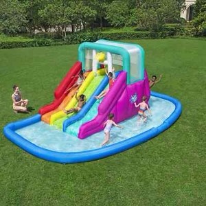H2OGO! Kids Triple Splash Mega Inflatable Water Park, Multicolor