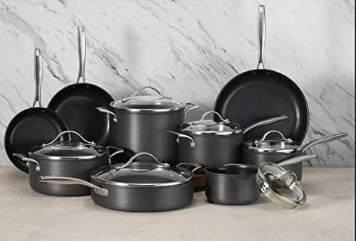 member mark 3 piece hard anodized aluminum cookware set with 7-piece kitchen tools set