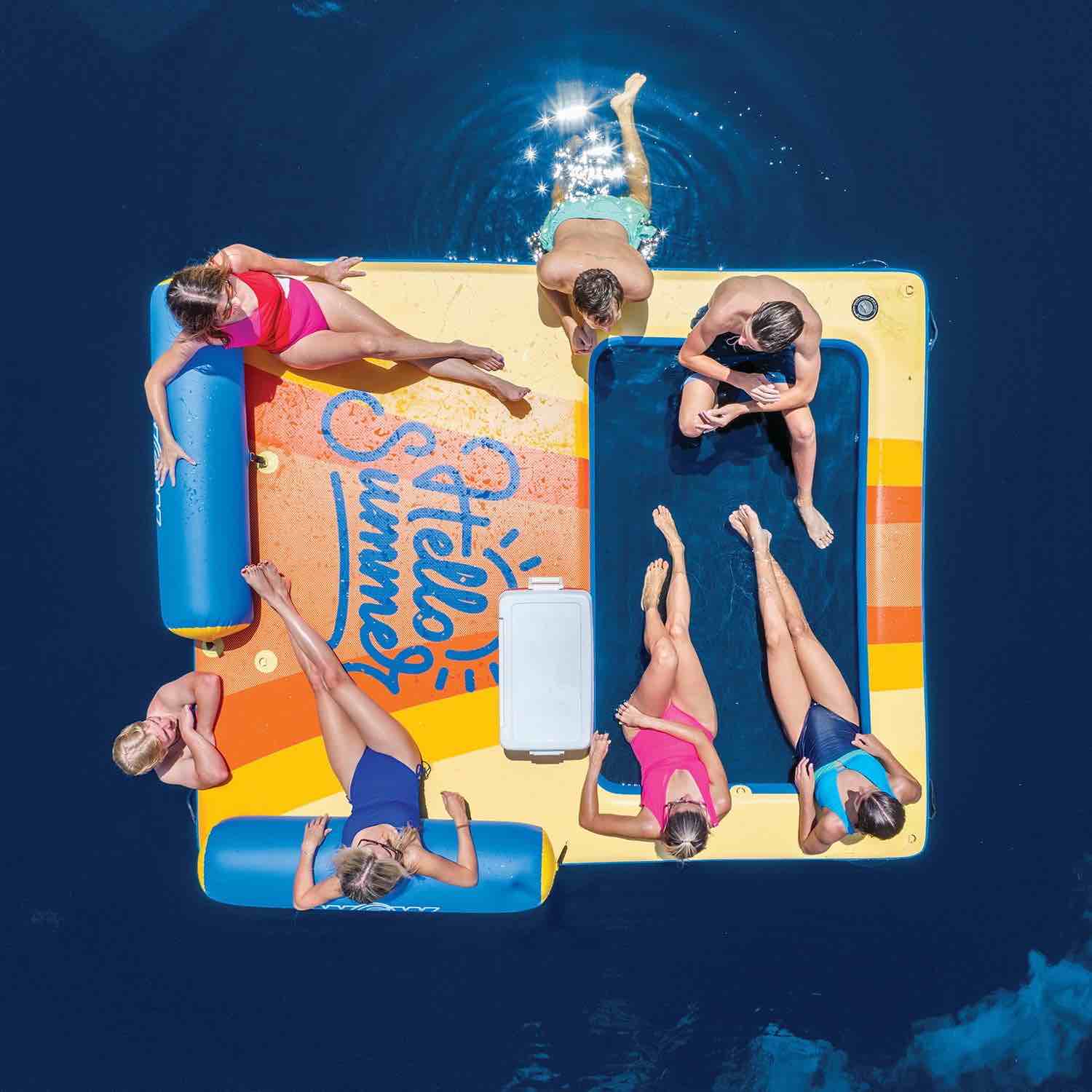 WOW Sports 8' x 10' Dropstitch Inflatable Dock with Mesh Seating