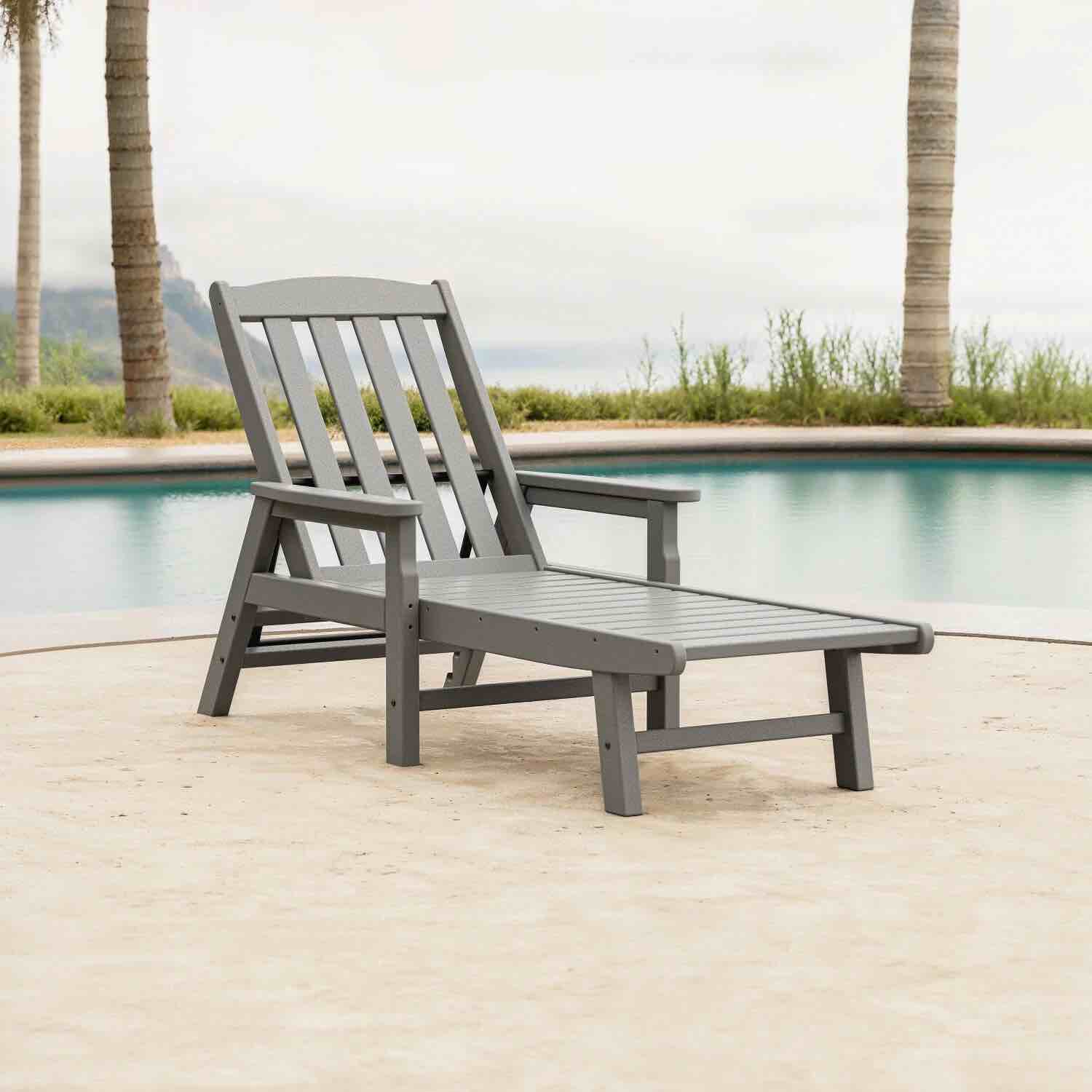 VNC22781-GY POLYWOOD Gulf Shores Chaise with Arms