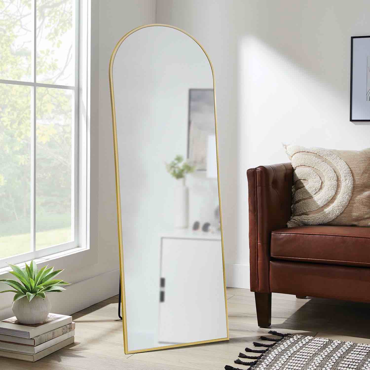 Member's Mark 22" x 67" Metal Arch Floor Easel Mirror, Black or Brass