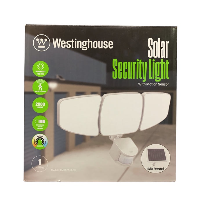 westinghouse 2000 lumen solar powered security light with motion sensor, white