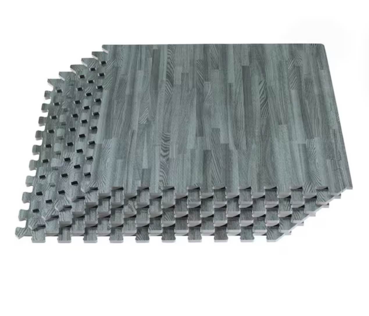 Slate Printed Wood Grain 24 in. W. x 24 in. x 3/8 in. Interlocking EVA Foam Gym Flooring Mat, (12 Tiles) 48 Sq. Ft.
