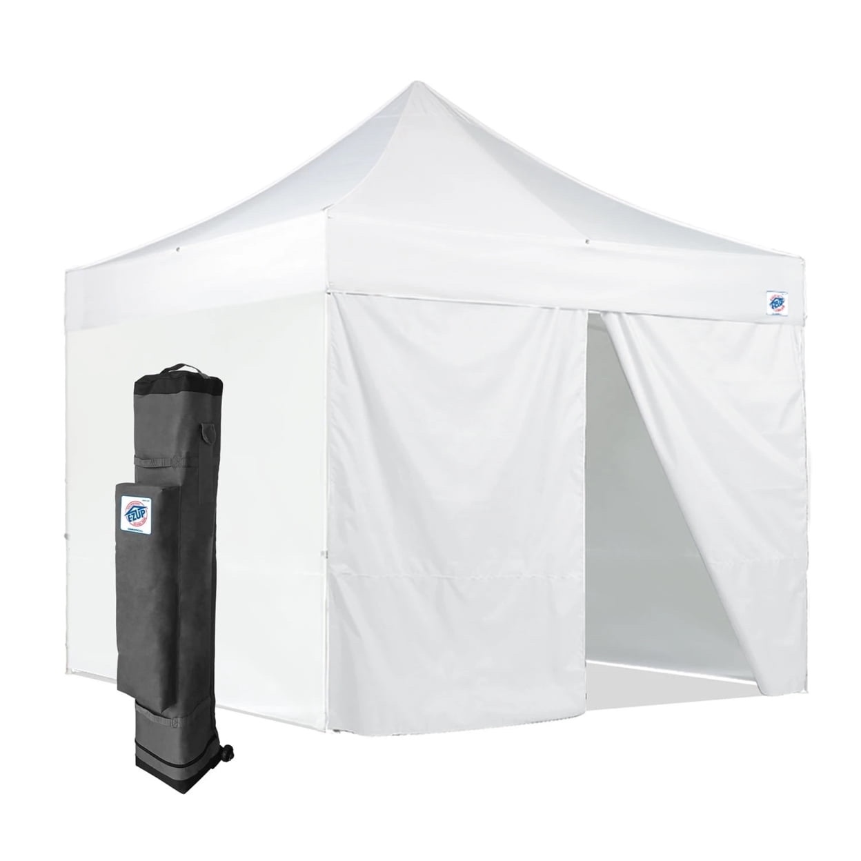 e-z up instant portable commercial canopy 3 full walls, 10' x 10', white