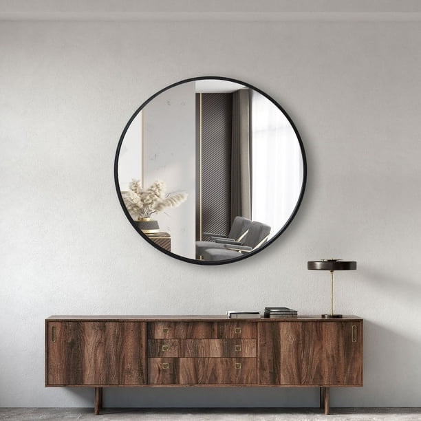 jill zarin 36" elegant round metal wall mirror