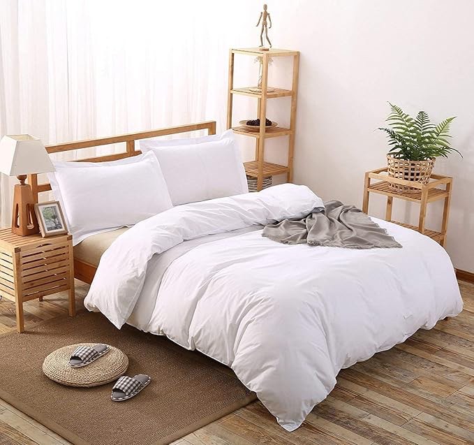 Premium Quality AlaskanWhite Solid Duvet Cover Set Zipper Closure & Corner Ties Easy Fit,Breathable 800-TC Ultra Soft Pillow Sham 2pc 100% Soft Egyptian Cotton 60 in 80 in x 1.5+ 18 in 