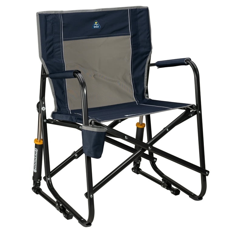 gci outdoor freestyle rocker foldable rocking camp chair, indigo