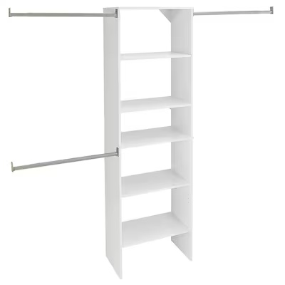 ClosetMaid BrightWood 5-ft to 10-ft W x 6.85-ft H White Solid Shelving Wood Closet System