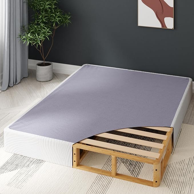 ZINUS Metal Box Spring with Wood Slats, 7.5 Inch Mattress Foundation, Sturdy Steel Structure, Easy Assembly, King