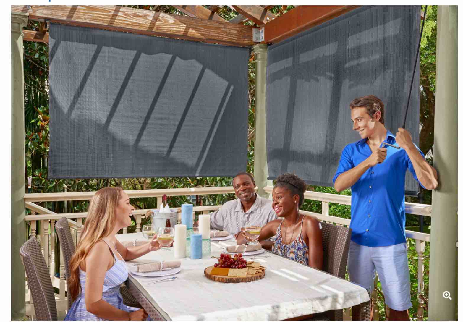 coolaroo exterior roller shade, cordless roller shade with 90% uv protection, no valance, (4' w x 6' l), mocha