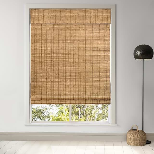 LazBlinds No Tools No Drill Cordless Bamboo Roman Shades, Light Filtering Window Treatment, Roll Up Bamboo Blinds for Window 22'' W x 64'' H, Ceylon Vintage White Ceylon Vintage White 22'' W x 64'' H
