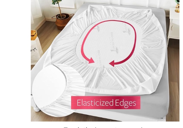 red nomad bamboo hypoallergenic mattress protector breathable cool cycle technology for maximum circulation & comfort - california king size