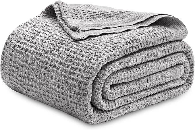 size 12inxin16 - Waffle Weave Blankets for Summer, Lightweight and Breathable Soft Woven Blankets for Spring, Beige, 90x90 Inches