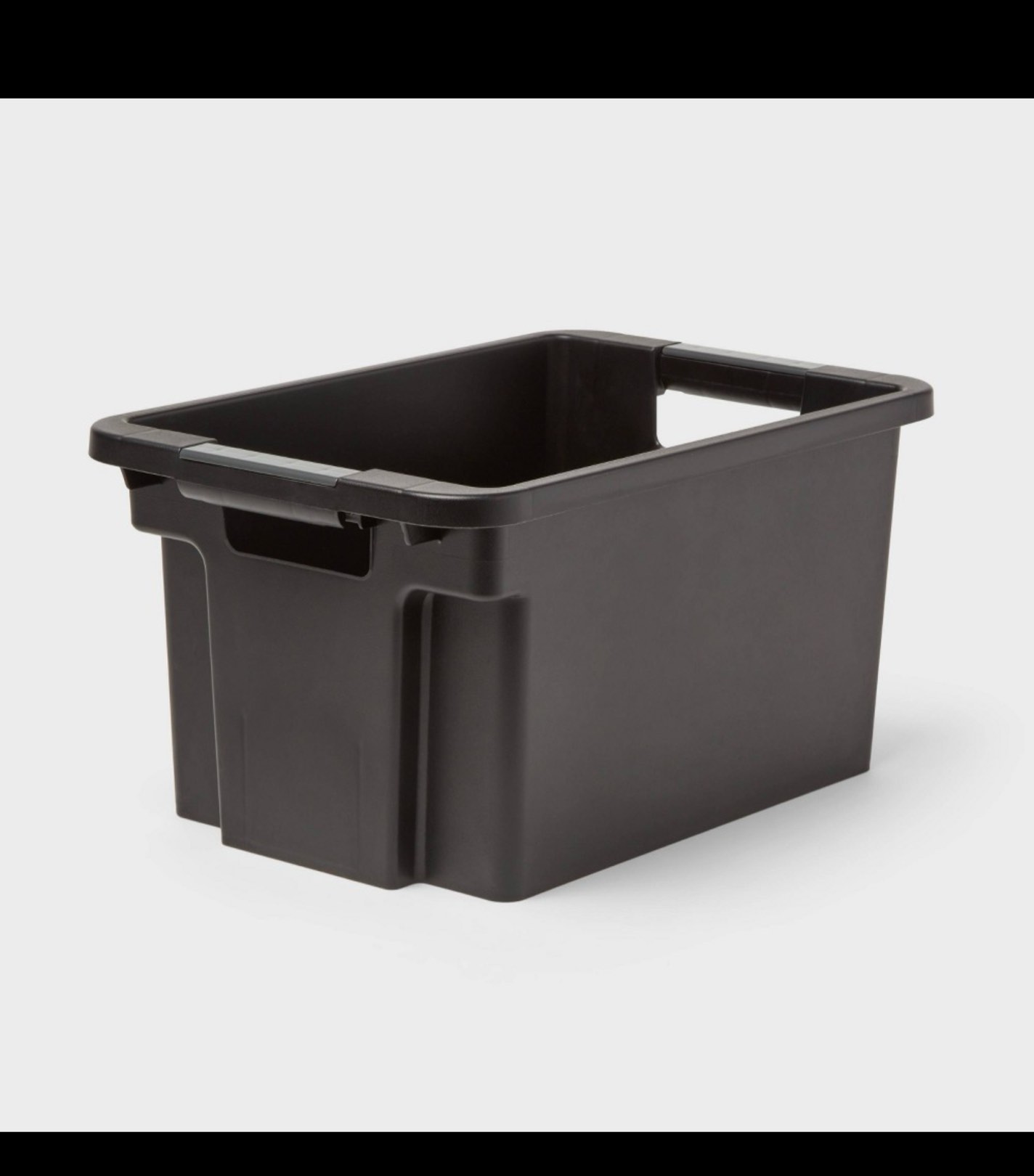 Case of 4 Small Stackable Storage Bin - Brightroom™: Black Polypropylene Utility, 4.24 Volume, 16.4x10.58x8.39, 4 bins stackable 