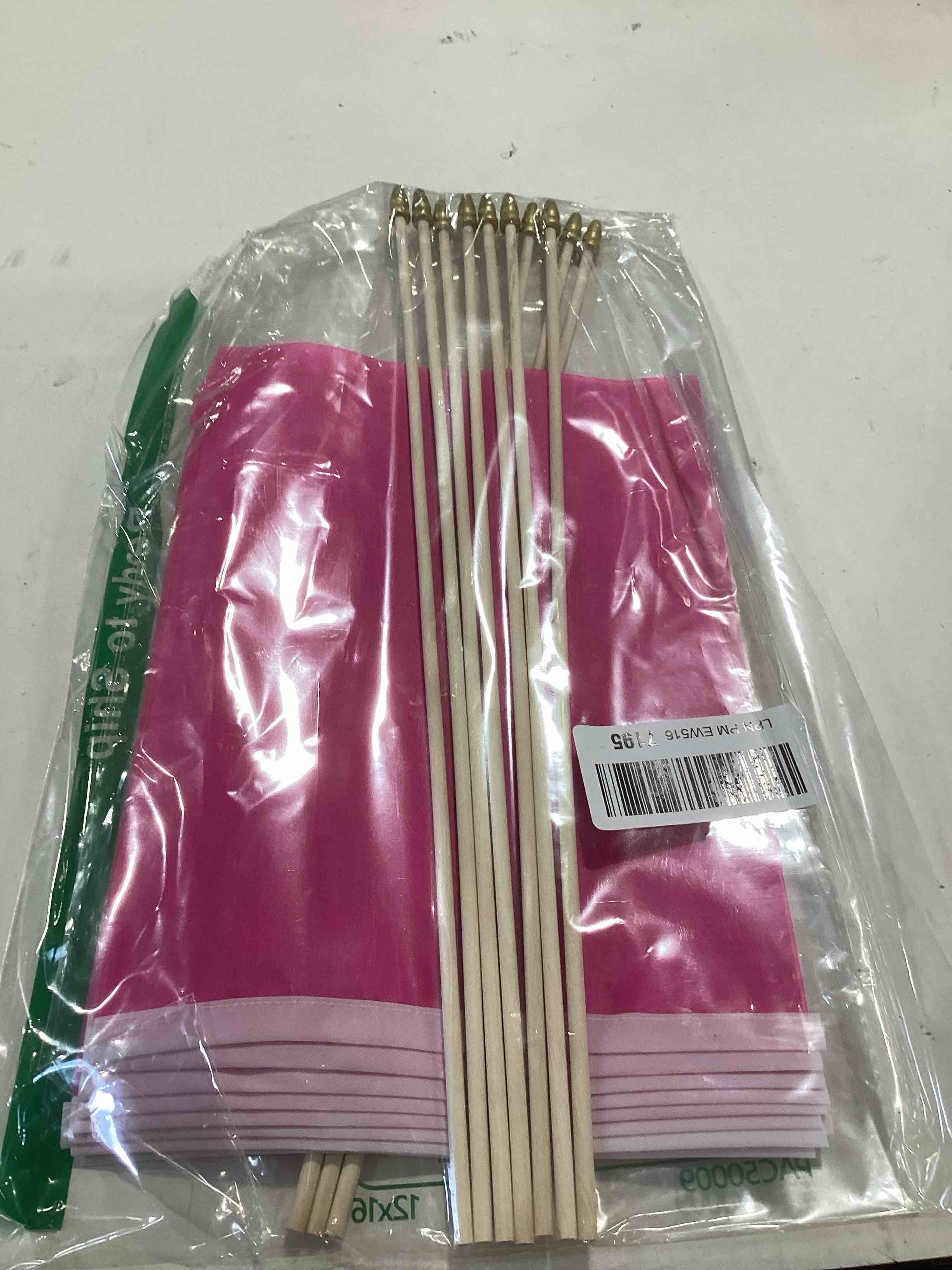 WEITBF 12Pcs 8×12 Inch Solid Pink Flags Small Blank Sublimation DIY Flags on Stick Mini Triangle Han