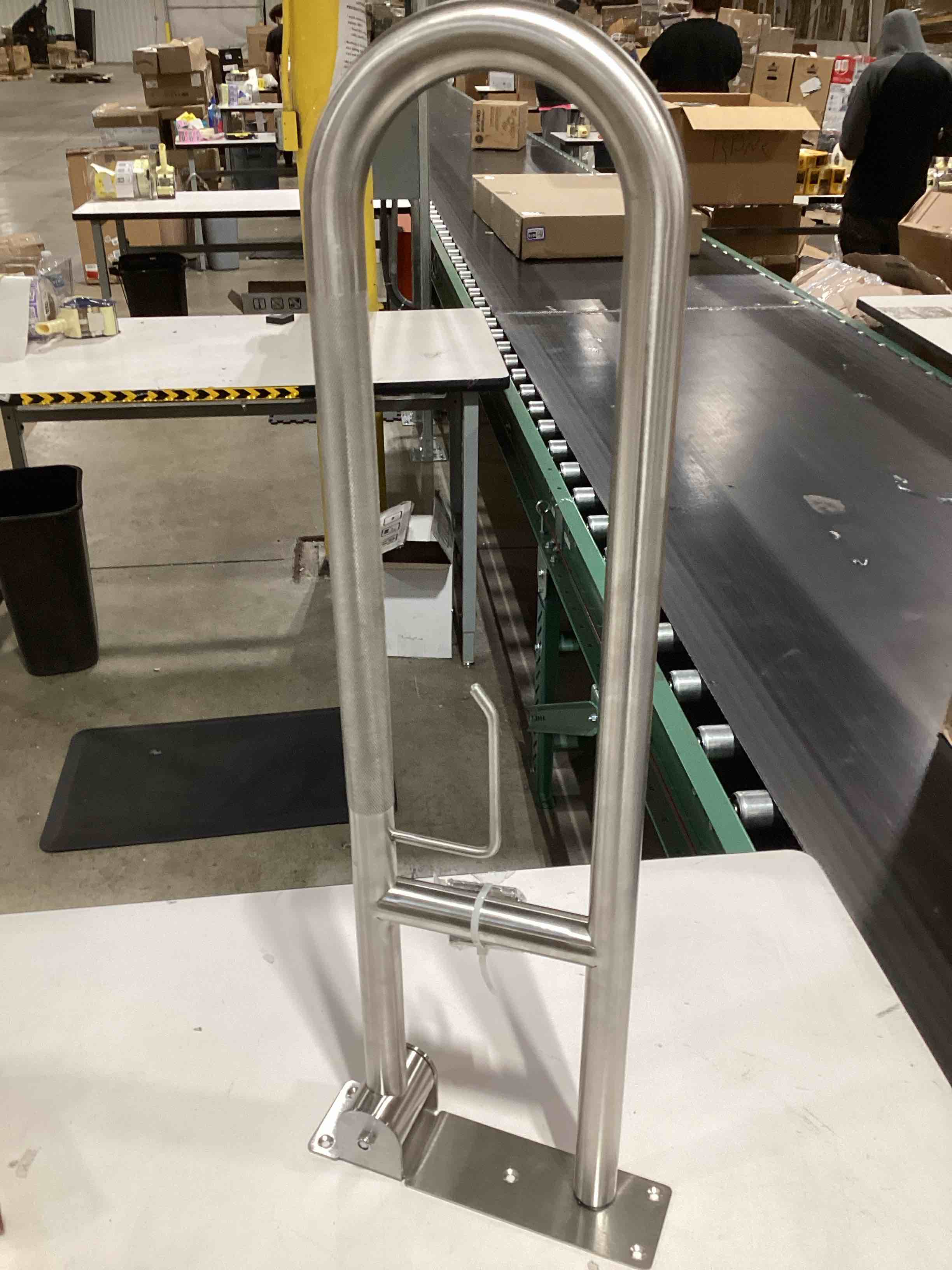 Toilet Grab Bar 30.3 Inch, YuanDe Brushed Nickel Anti-Slip Support Rail, U Shaped Flip-Up Grab Bar with Paper Holder, Stainless Steel Knurled Handicap Safety Handrails for Disabled Elderly Pregnant