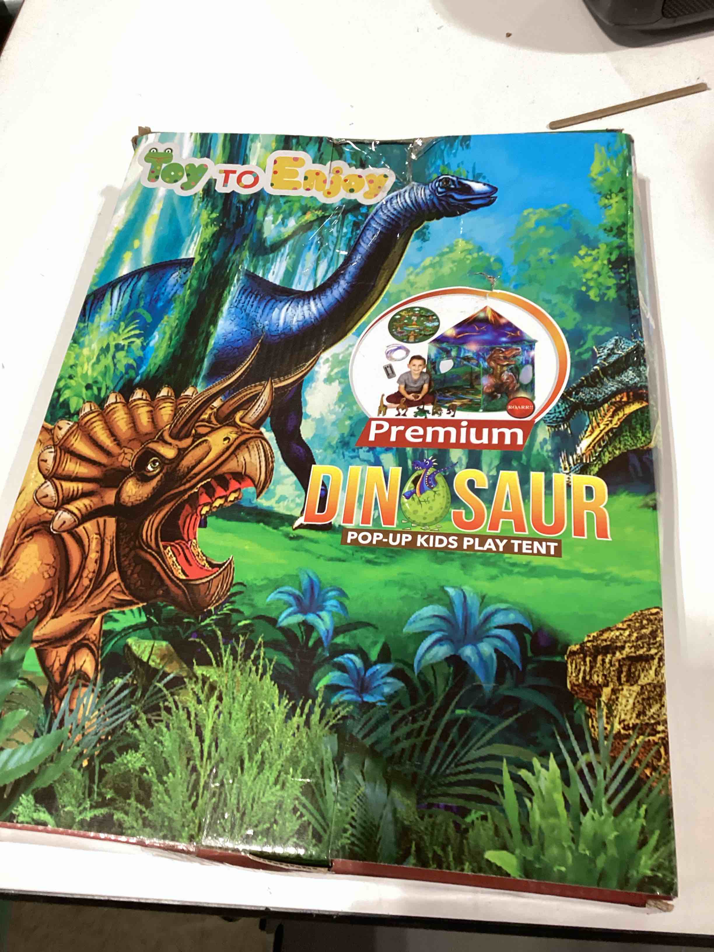 Dinosaur Discovery Kids Tent with Roar Button, Dinosaur Toys and LED Lights - Epic Pop Up Tent for Boys & Girls - Perfect for Indoor & Outdoor Adventures