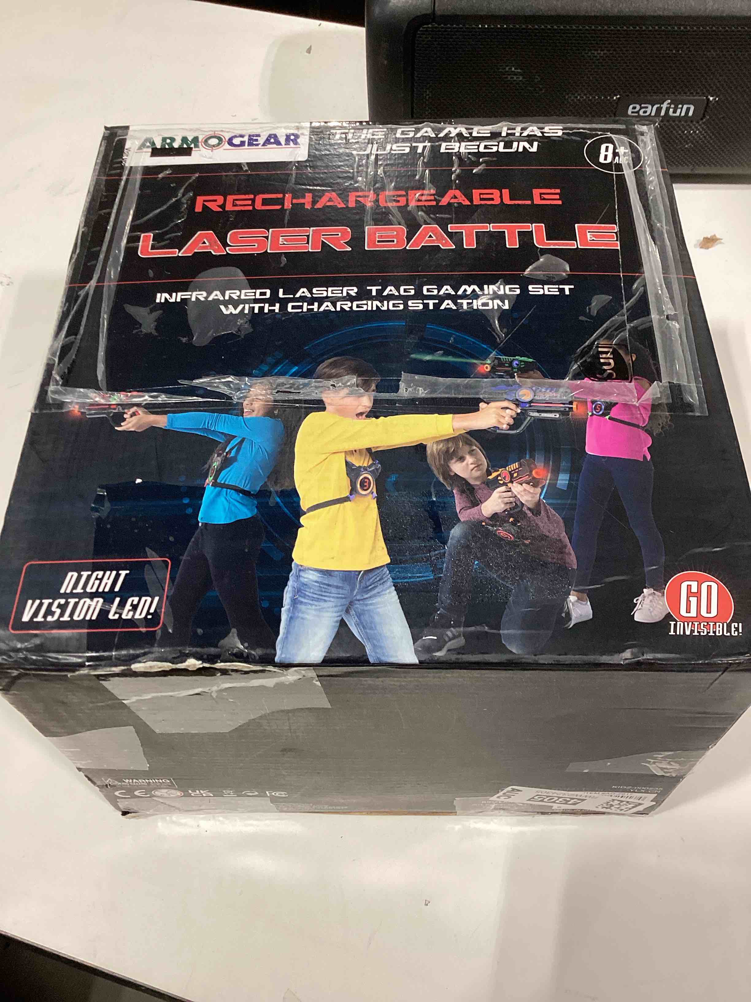 ArmoGear Set of 4 Laser Tag Guns with Vests - Laser Tag Set for Kids and Adults - Toy Guns with 150 ft Range, Night Vision, Invisibility Mode - Battery...