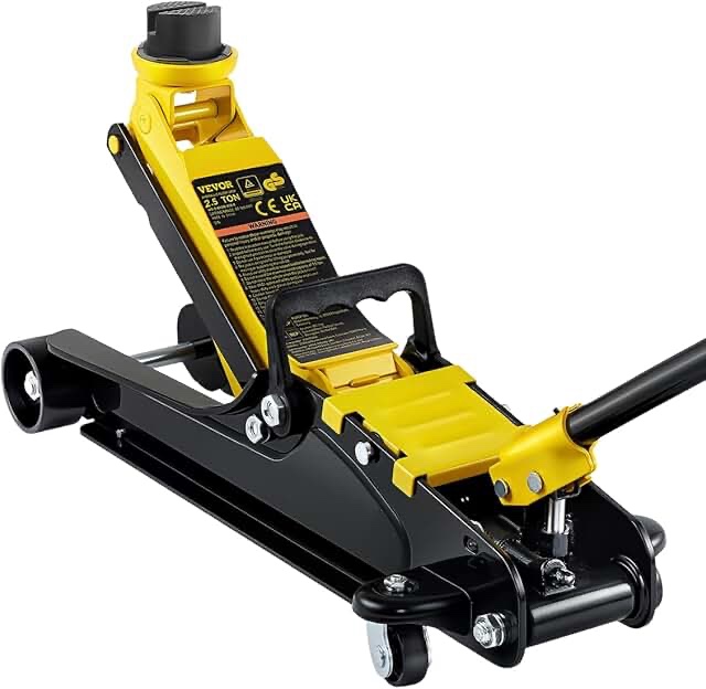 VEVOR Floor Jack, 2.5 Ton Low Profile Floor Jack, Heavy-Duty Steel Racing Floor Jack with Single Piston Lift Pump, Floor Jack Lifting Range 3.35"-14.96"