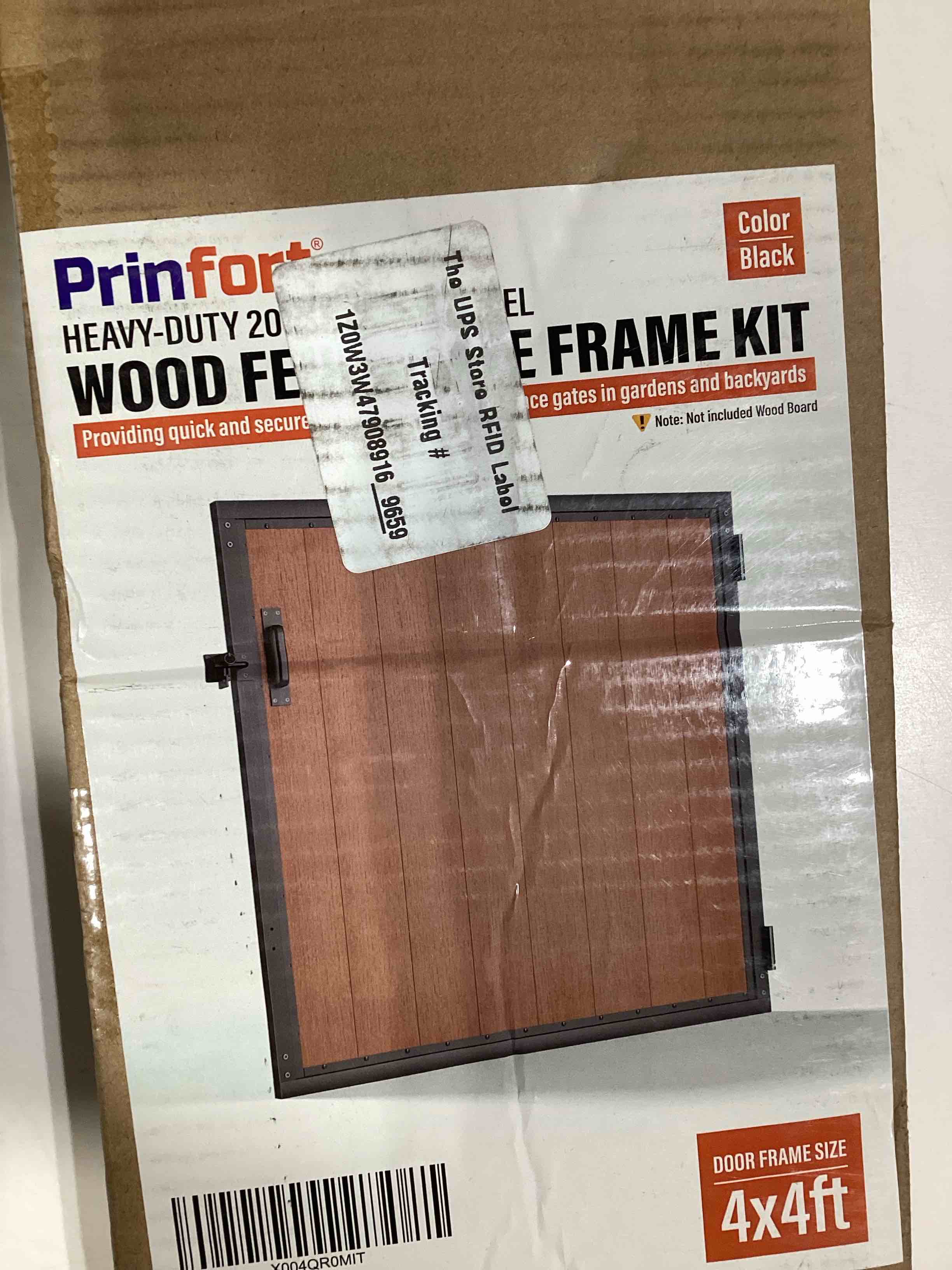 Prinfort 4x4FT (46.78"W X 47.2"H) 201 Stainless Steel Anti Sag Wooden Fence Gate Kit Heavy Duty Gard